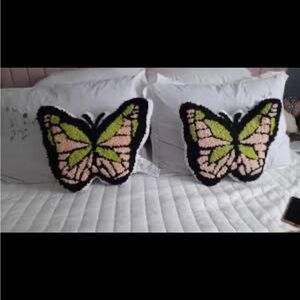 Room Essentials Butterfly Accent Pillows - Black, Pink, and Green